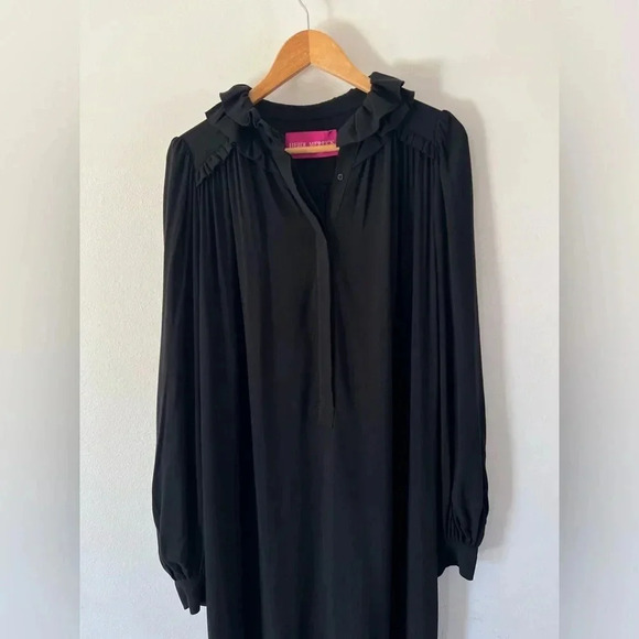 Heidi Merrick Collection Wightman Kaftan Black Long Sleeve Midi Dress Size Large - Picture 4 of 12